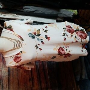 A.GAIN | Floral V-neck Relaxed Fit Knit Top